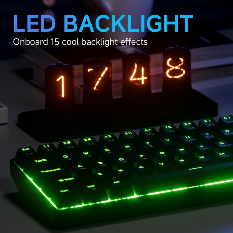 TMKB T61SE 60% Mechanical Gaming Keyboard, Linear Red Switch, LED
