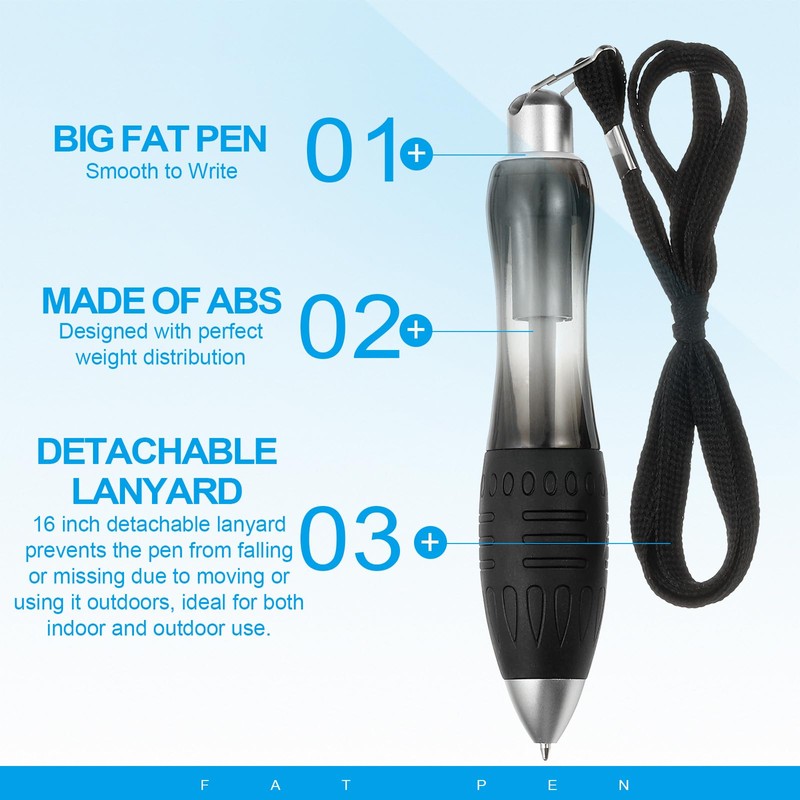 PATIKIL 5 Pcs Big Fat Pens, Black Heavy Weighted Ballpoint