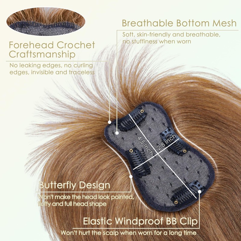 Inifale Hair Toppers for Women Clip in Bangs Real Human