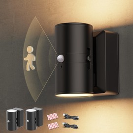 L LOHAS LED Motion Sensor Night Light, Rechargeable Night Light, 0-100LM Dimmable, 3000K Soft White, 2 Pack