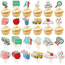 36Pcs Back to School Cupcake Toppers, Creative and Easy to Operate Decorations Cupcake Picks Book Cupcake Toppers, School Safe Cupcakes & Teacher Cupcake Toppers Applicable for Opening Ceremony