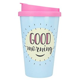 Depesche 2180.018 To-Go Plastic Cup with Saying 350 ml Reusable Good Morning