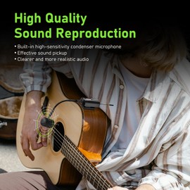 ACEMIC Acoustic Guitar Wireless Microphone, Portable UHF Wireless Clip-on Music Instrument Microphone with Transmitter and 6.35mm Receiver, for Musicians, Teachers, Stage performances, Band AT-5