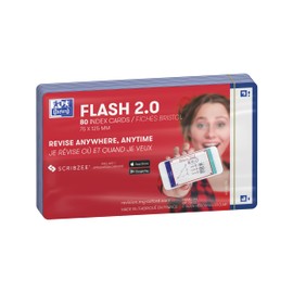 Oxford Flash 2.0 Index Cards A7, Flashcards, 75 x 125 mm, Blank, Navy Blue, 80 Sheets