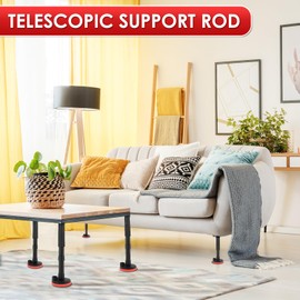 2Pcs Telescopic Support Rod Nylon Cabinet Adjustable Support Pole 200kg Weight Capacity High Hardness Sink Support Bracket 7.09-17.72inch Cabinet Lifting Bracket Fulasun (Black, Double Sockets Style)