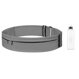 1pc Waist Bag and 1pc Water Bottle with Wrap-Around Fit, Multiple Compartments, and Dedicated Water Bottle Pocket for Man Women (Grey, Large)