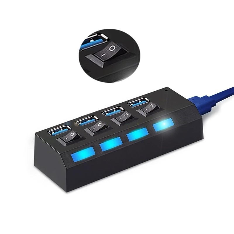 OcioDual Splitter with 4-Way External USB 3.0/2.0 Hub Black Distributor