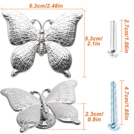 Yoicn Lth 2 Pcs Creative Cabinet Knobs, Butterfly Shape Cabinet Knob Pull Handles, Wardrobe Dresser Cupboard Door Knobs Decor, (Silver)
