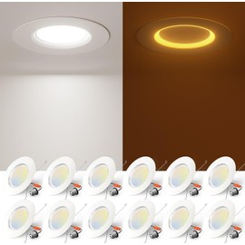 Amico 12 Pack 6 inch 5CCT LED Recessed Lighting with Night Light, 12.5W=100W, 1000LM Can Lights with Baffle Trim, Dimmable, Retrofit Downlight, 2700K/3000K/3500K/4000K/5000K Selectable - ETL & FCC