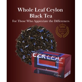 ERZ Leaf Earl Grey Ceylon Black Tea Premium Whole Leaf with Bergamot & Cornflower Blend, 20 Pyramid Tea Bags 2.1 Once, Gift Box Ready, Elegant Aroma, Smooth Flavor