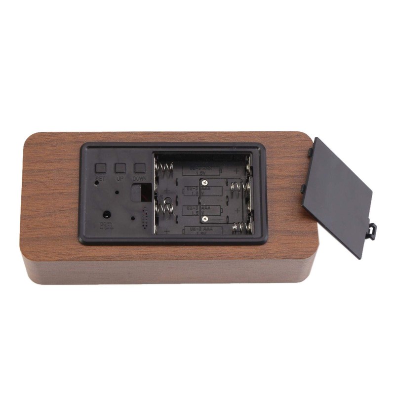 Alarm Clock Electronic Digital Wooden LED Large Display USB Alarm