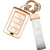 Bqepe for Jeep Key Fob Cover Keychain Fit for 2021-2025 Grand Cherokee Grand Wagoneer Smart Key Shell Case (White, 6 Buttons)