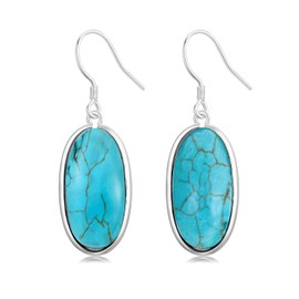 DOLIOX Genuine Turquoise Earrings for Women 925 Sterling Silver Dangle Statement Green Drop Earrings Trendy