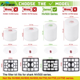Artraise Filters for Shark Rotator Pro Lift-away Vacuum NV500, NV501, NV502, NV505, NV500C, NV500Q, NV500W, NV500WC, NV500WTV, NV552, UV560, NV642, ZU780, ZU782, ZU782NP, ZU785, Xff500 Xhf500
