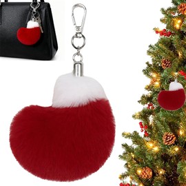 Moyubath Furry Christmas Ornaments Soft Faux Fur Boot Shape Cute Hanging Decorations for Xmas Tree Handbag Backpack Keychain for Women Girls