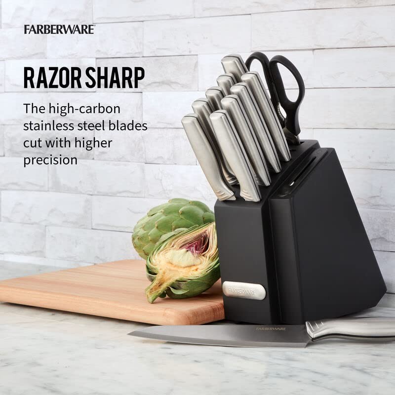 Farberware Edgekeeper Stainless Steel Knife Block Set 11 Piece, Stainless