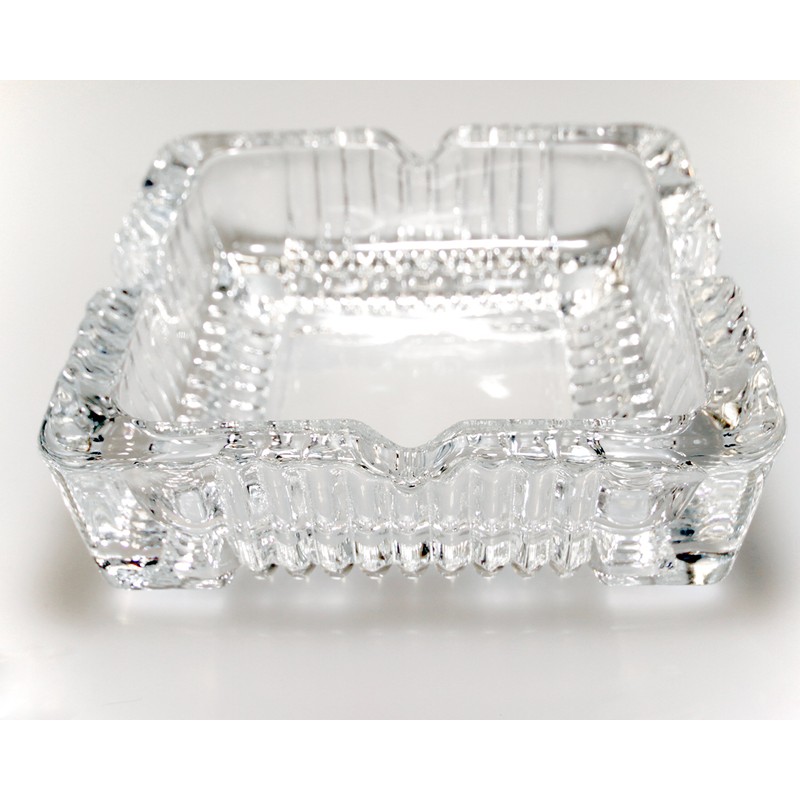 Crystal Heavy Glass Ashtray for Indoor and Outdoor Decorative (Square)