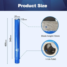 Wet Diamond Core Drill Bits 2"/50mm - BRSCHNITT Concrete Core Drill Bit, 1-1/4-7" Thread Core Bit Turbo Laser Welded Segments with Rebar, Brick, Block, Masonry, Stone