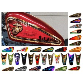 Motorcycle Gas Tank Decals/Sets - for Harley Davidson Sportster Honda Shadow Suzuki Kawasaki Indian Yamaha (Marines - 2pc Side Tank Decals)