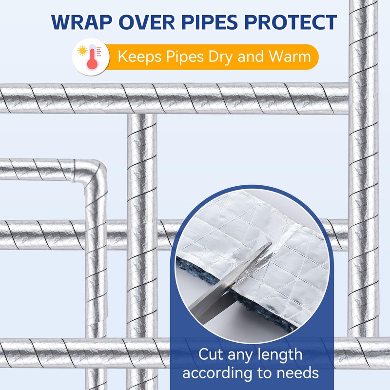 Saillong Pipe Wrap Insulation, 15 Ft Foil Backed & Natural
