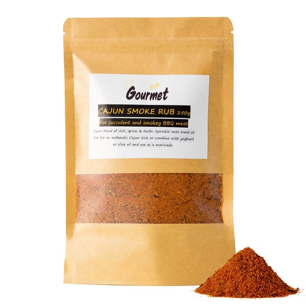 Go Gourmet Cajun Seasoning - Spicy Blend of Herbs and Spices to Rub, Sprinkle or Marinade Your Meats and Veggies - Ignite Your Meals with a Spicy Louisiana-Style Kick - 250g Cajun Bulk Spices Packet