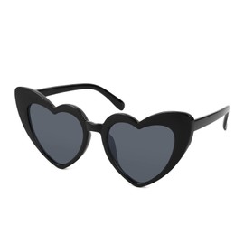 FEISEDY Heart Sunglasses Women's Retro 70s Heart Shape Glasses Kiss Me Heart Glasses Heart Glasses B2421, black