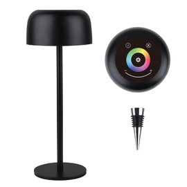 Tronmer Cordless Table Lamp,Wireless Bottle Lamp,3 Color Stepless Dimming Wine Bottle Lamp with RGB Lights,Rechargeable Touch Control Wine Bottle Lights for Home Bars Restaurants (Black)