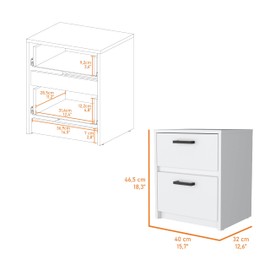 TREATLIFE HOME Maximize Bedroom Storage with Modern White 2-Drawer Nightstand, Spacious Design for Essentials with Easy-Pull Drawers