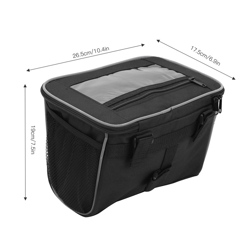 Mountain Bike Bicycle Handlebar Front Basket Bag with TPU Touchscreen