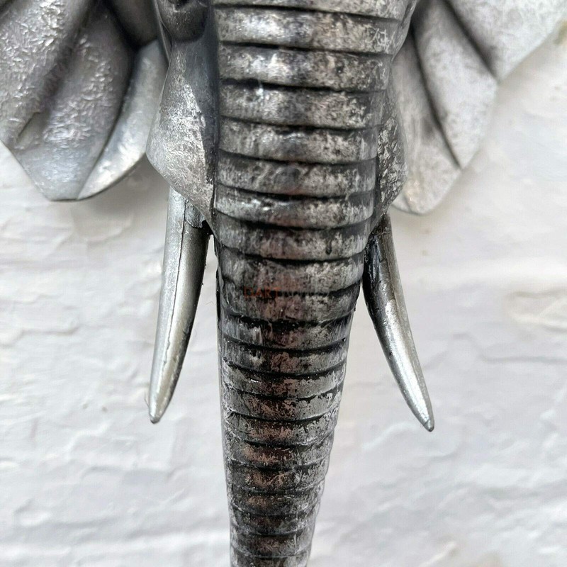 Darthome Ltd Silver Elephant Head Bust Wall Mounted Home Statue