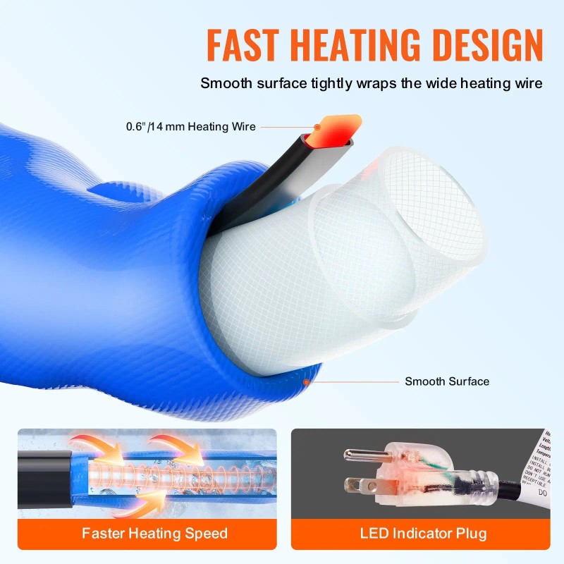 Heated Rv Water Hose 30ft Antifreeze Outdoor Waterproof PVC Manual