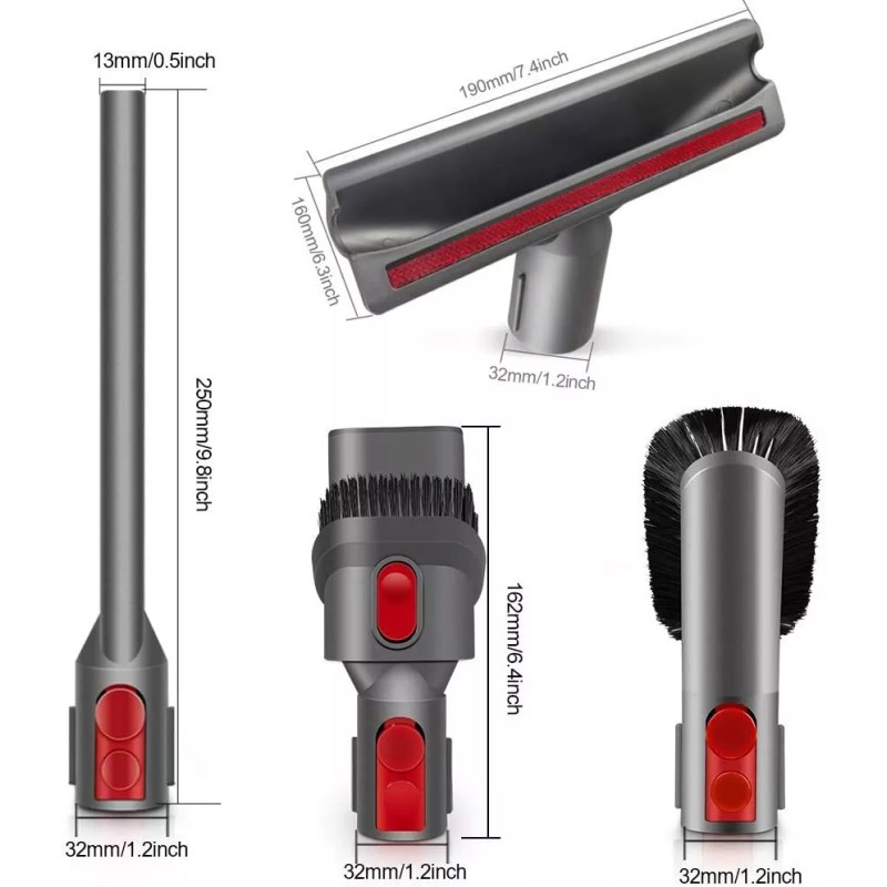 For Dyson 4Pcs Brush Attachment Kit for Dyson V7 V8