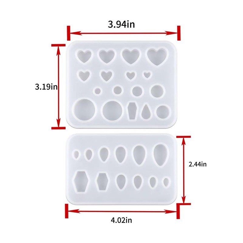 2Pcs Silicone Ear Stretching Resin Mold Set, Heart Circle Coffin