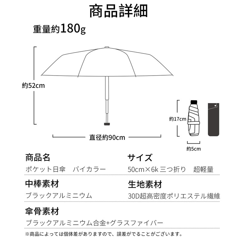 Dlin Parasol, UV Protection, Light Blocking, Folding, Folding Umbrella, Pocket