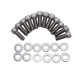 12 pcs/set SHLPDFM Polished Silver SBC Header Bolts Stainless Steel Bolts Kit Fits for Small Block Chevy 265 283 302 305 327 350 383 400 TPI