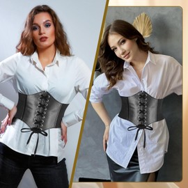 LECTNORE Corset Belt, Black Corset Belt For Women Elastic Waist Belt Costume Waist Belt Lace-Up Elastic Waist Belt Tied Waspie Corset Belts For Women Girls(XL)