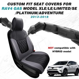 FEINEPRO RAV4 Seat Covers - Custom Fit Seat Covers for Toyota RAV4 2013-2018 LE XLE SE Limited Platinum Adventure (Not for Hybrid) - Leather RAV 4 Seat Covers Full Set Waterproof - Black and Gray