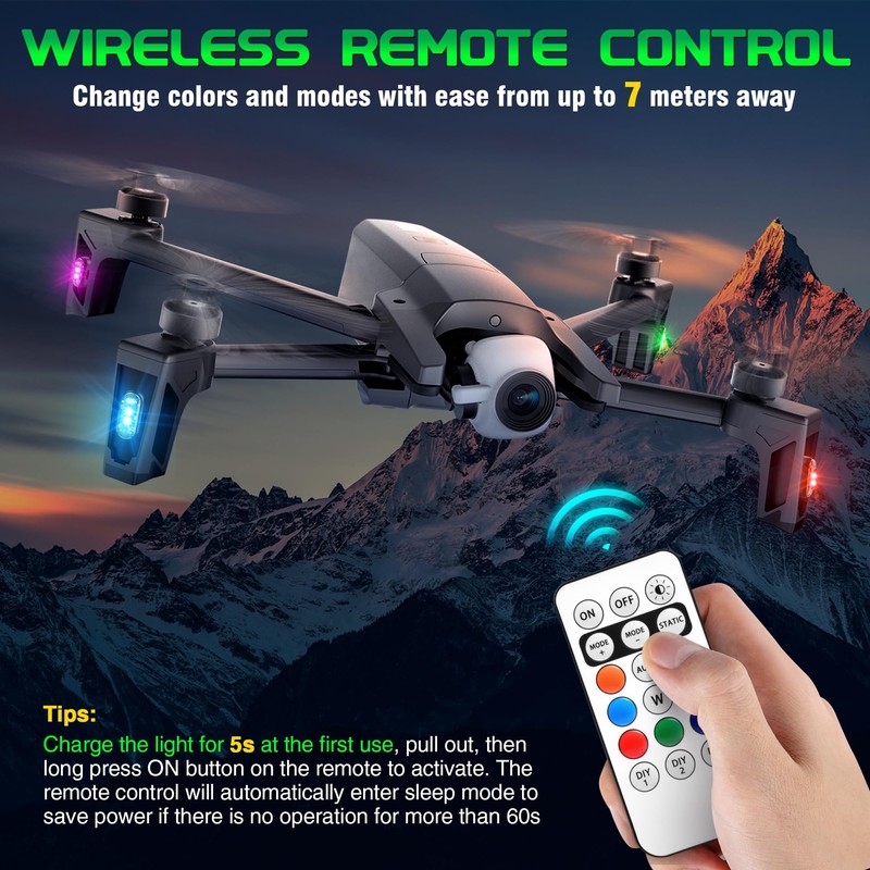 WOLFWILL Wireless RGB LED Aircraft Strobe Lights with Remote Control,
