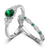 Eastlily Created Round Cut Emerald Wedding Rings Set For Women,
