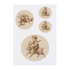 4 x 'Boy Riding Bunny' Temporary Tattoos - Water Resistant, Skin-Safe, Non-Toxic Transfers, Mixed Sizes (TO00080826)