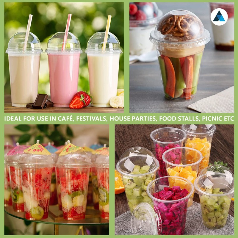 Nationwide Paper Strong Smoothie Cups with Dome Lids 16oz 25pcs