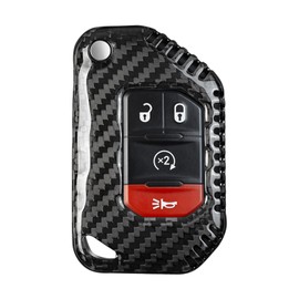 Genuine Carbon Fiber Remote Key Fob Cover Case for Jeep Wrangler Rubicon 392 JL JLU Wagoneer Gladiator JT Flip Fold Remote