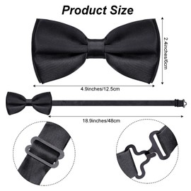 12 Pcs Bow Tie Classic Solid Color Satin Bow Tie Adjustable Neck Bowtie for Men Wedding Party (12, Black)