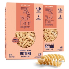 Three Farm Daughters High Fiber Pasta Rotini Pack, Low GI, Non GMO Rotini Pasta Noodles, Low Net Carb, Made in the USA, 12 oz. (2 Pack)
