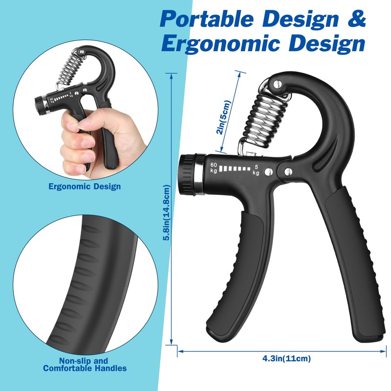 AIXPI Grip Strength Trainer, Hand Grip Exerciser Strengthener with Adjustable