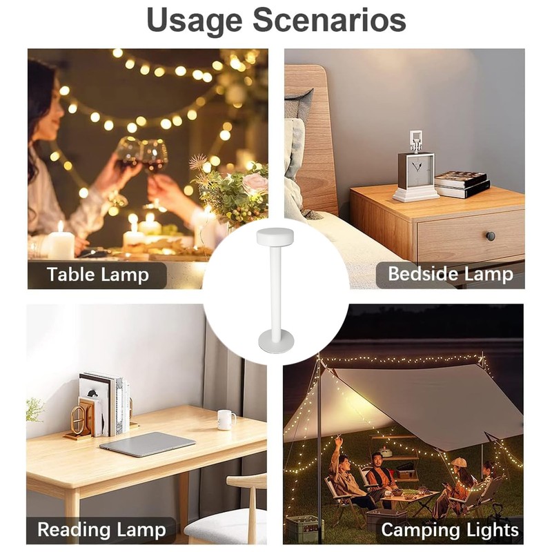 Cordless Table Lamp Modern Style Touch Control Stepless Dimming Rechargeable