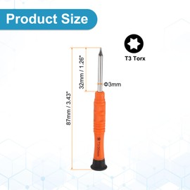 sourcing map 5pcs T3 Torx Mini Screwdriver 3mm Torx Head 87mm Length for Small Appliances Repairs, Orange