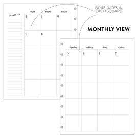 BetterNote Vertical Undated Calendar Refill Pages for Discbound Notebooks like Happy Planner, Levenger Circa, Staples Arc, TUL, InkWell Press, Talia (Whimsy- 6 Months, 9-Disc, 7"x9.25")