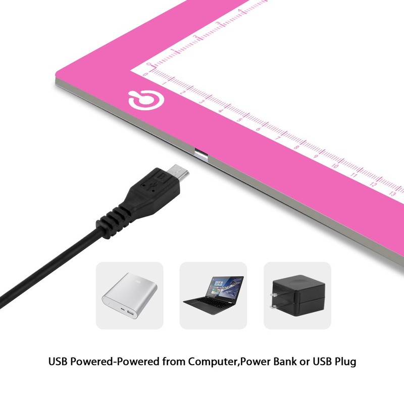 LitEnergy Portable A4 LED Copy Board Light Tracing Box, Pink