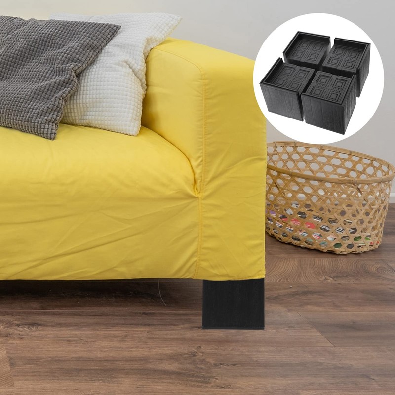 DOITOOL 4Pcs Square Rubber Furniture Risers - 3 Inch Height